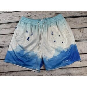 YoungLA Mens XXL Mesh‎ Shorts Blue Bird Print